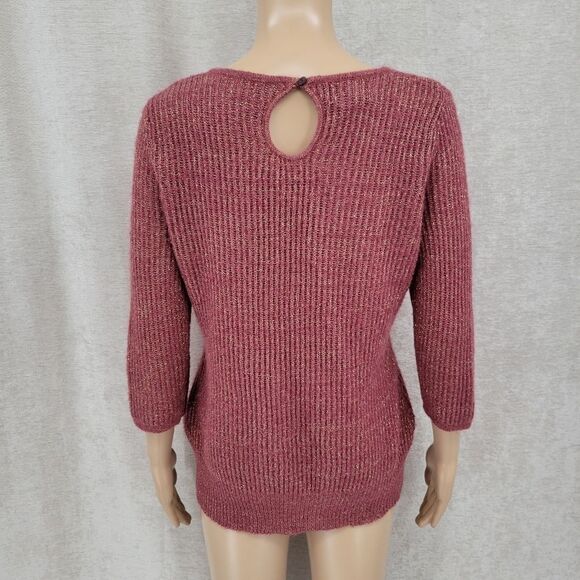 Fenn Wright Manson Dark Pink and Metallic Gold Knit Sweater Women's Size Large - Picture 2 of 10